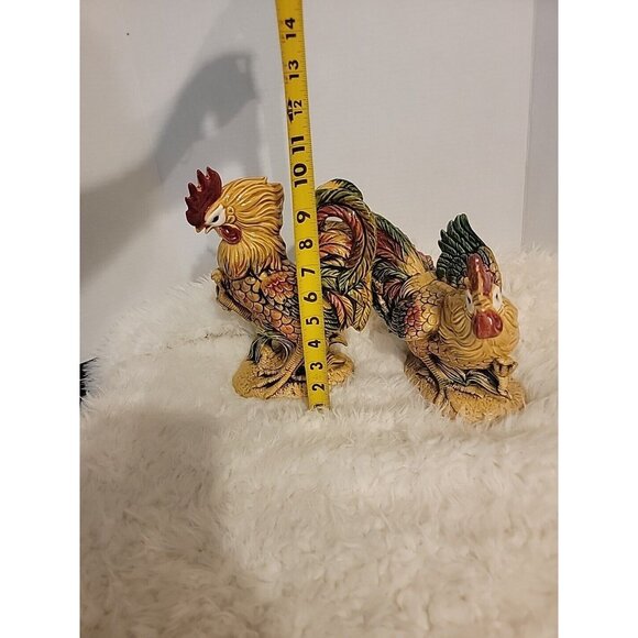 Enesco Ceramic Rooster Beautiful Colors Set Of 2 - Picture 6 of 10